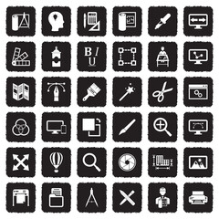 Design Icons. Grunge Black Flat Design. Vector Illustration.