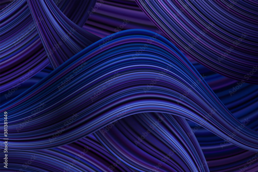 Poster Abstract banner with colorful shapes. Fluid and wavy threads.