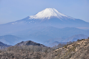 Fototapeta na wymiar 冬の丹沢山地からの展望 小丸より望む富士山