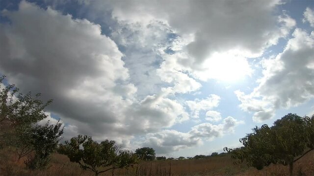 Sky timelapse on rural field