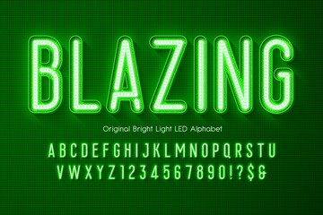 LED light 3d alphabet, extra glowing modern type.