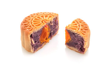 Chinese moon cake purple sweet potato and egg yolk flavour