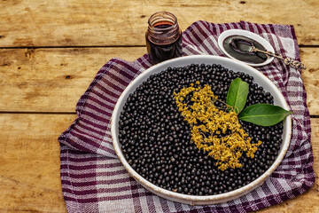 Elderberry jam and fresh ripe berries