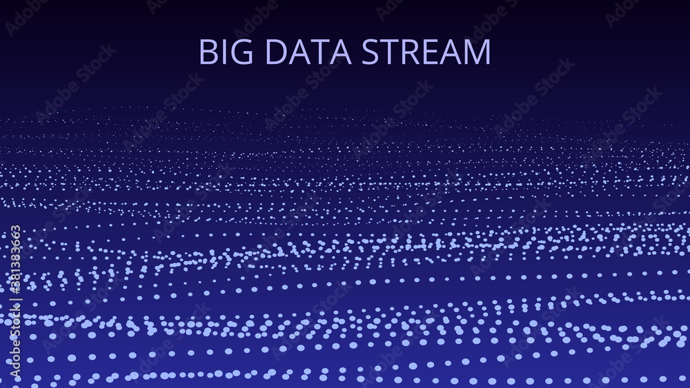 Aufkleber big data stream. abstract gradient dynamic wave of particles. network of bright points or dots. big 