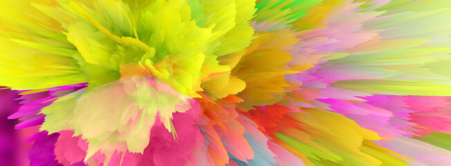 Digital Illustration. Color rainbow blot splash. Abstract long horizontal background.