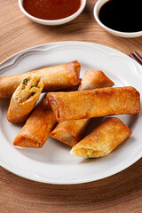 .Fried spring rolls. Traditional asian food