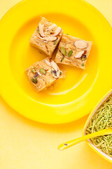 Indian Special Traditional Sweet Food Soan Papdi.