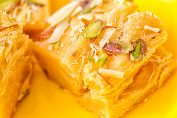 Indian Special Traditional Sweet Food Soan Papdi.