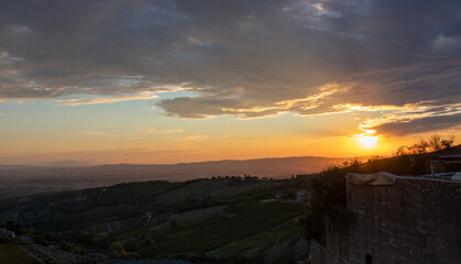 Sunset of a landscape in Tuscany, Italy