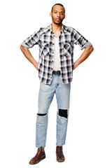 Fototapeta premium african-american young man wearing casual shirt over white background