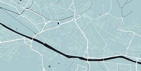 Detailed map of Florence city, linear print map. Cityscape panorama.