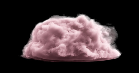 3d rendering. Realistic fluffy dense clouds on a black background in pink color. Element for your creativity