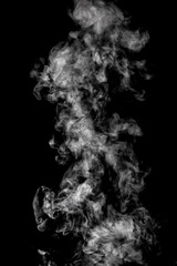 A jet of smoke on a black background