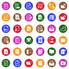 Documents Icons. White Flat Design In Circle. Vector Illustration.