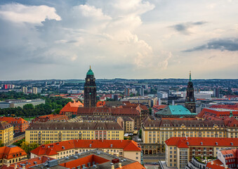 Fototapeta na wymiar View over the roofs of the old town of Dresden