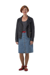 Full length woman portrait on white
