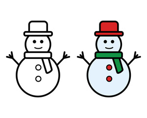 Snowman icon on white background, vector illustration