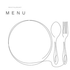 Menu restaurant background with fork and spoon. Vector illustration