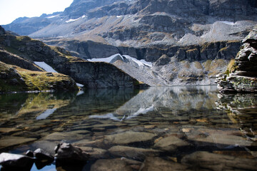 Reflection of the mountain lake 