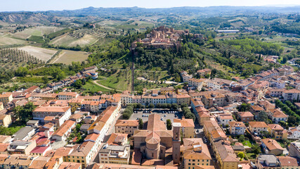 Fototapeta na wymiar aerial view of the medieval town of certaldo tuscany italy