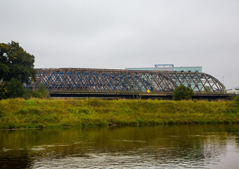Old bridge over the German river Elbe near the city of Dresden