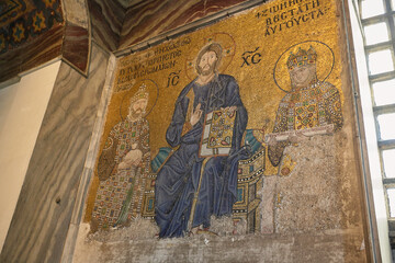 Christian icons in the interior of the Hagia Sophia. Attractions of Istanbul.