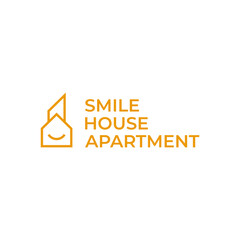 home apartment logo vector modern simple design with smile symbol and white background