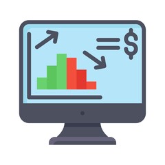 economic recession related graph, computer screen and dollar sign vectors in flat style,