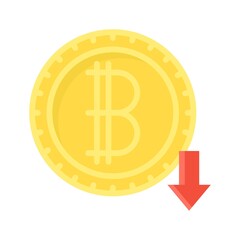 economic recession related betcoin penni with arrow indicator vectors in flat style,