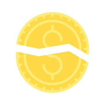 economic recession related crack dollar or penni sign with vectors in flat style,