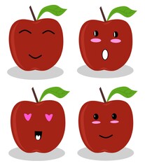 set of apples with leaves