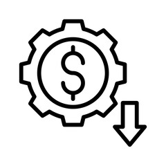 economic recession related dollar or penni sign with gear or setting vectors in lineal style,