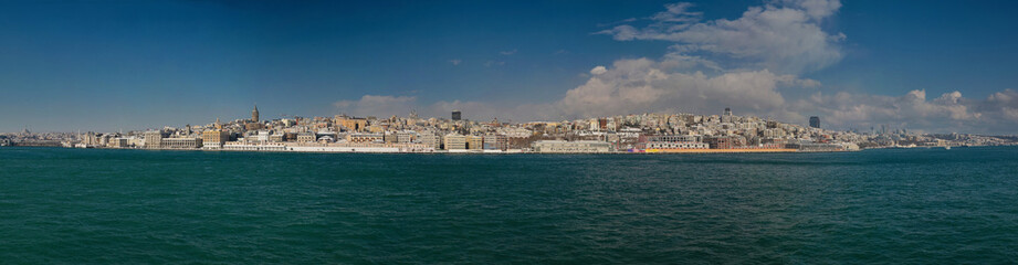 Fototapeta na wymiar Panorama of Istanbul. Beyoğlu, Galata, Beşiktaş and Bosphorus.