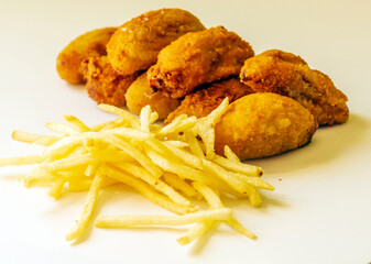 Croquettes surrounded by white background