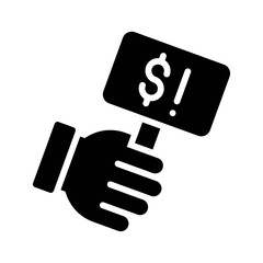 economic recession related board in hand with dollar sign on board vectors in solid design,