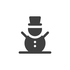 Snowman with hat vector icon. filled flat sign for mobile concept and web design. Xmas snowman glyph icon. Symbol, logo illustration. Vector graphics