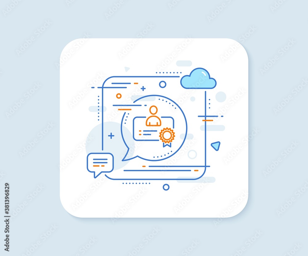 Poster certificate line icon. abstract square vector button. business management sign. best manager symbol.