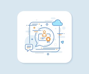 Certificate line icon. Abstract square vector button. Business management sign. Best manager symbol. Certificate line icon. Speech bubble concept. Vector