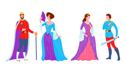 Cartoon Color Characters People Royal Family Set Concept. Vector