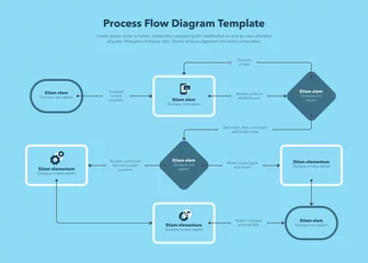 Foto op Plexiglas Modern infographic for process flow diagram - blue version. Flat design, easy to use for your website or presentation. © tomasknopp