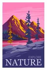 Nature landscape. Mountain landscape. poster design. Vector illustration