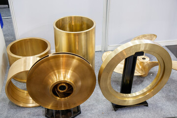 Casting parts vane pump or propeller blades gold color or brass.