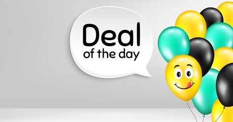Deal of the day symbol. Smile balloon vector background. Special offer price sign. Advertising discounts symbol. Birthday balloon banner. Day deal speech bubble. Celebrate background. Vector