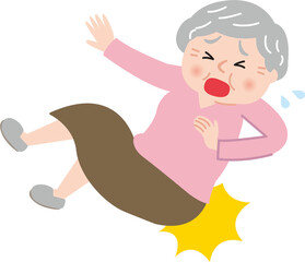 シニア女性転倒