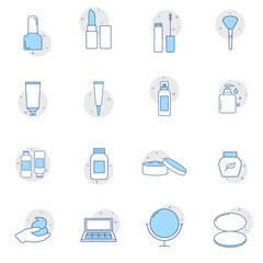 Cosmetics and beauty icon set in thin line style. Perfect vector graphics