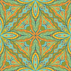 Materiał do szycia Detailed Indian style seamless background. Repeatable ethnic pattern.