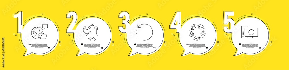 Poster organic tested, recovery data and recovery computer line icons set. timeline process infograph. time