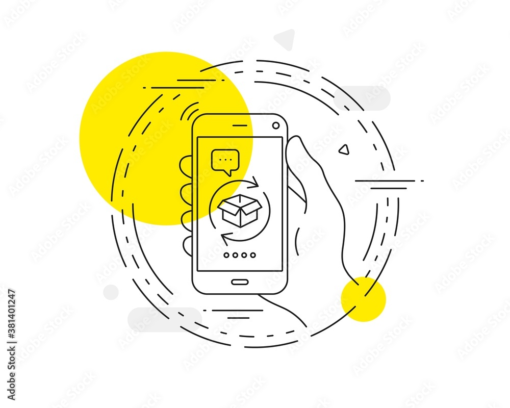 Poster exchange of goods line icon. mobile phone vector button. return parcel sign. package tracking symbol