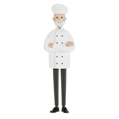 Chef in a white hat. 3D illustration in cartoon style.