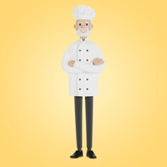 Chef in a white hat. 3D illustration in cartoon style.